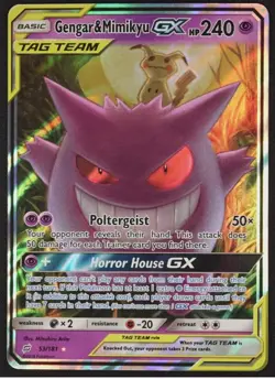 Pokemon Gengar & Mimikyu GX Team Up 53/181 Ultra Rare Card Pack Fresh MINT - Image 1