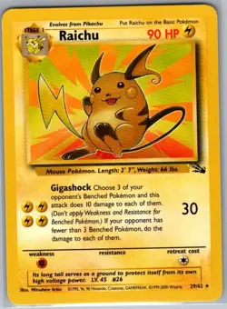 Raichu 29/62 Non Holo Fossil - Pokemon Card - NM - Image 1