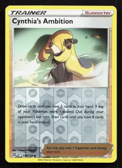 Cynthia's Ambition 138/172 Brilliant Stars NM Reverse Pokemon Card TCG - Image 1