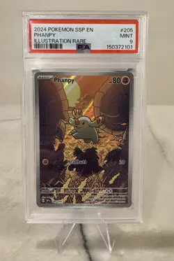 Pokemon Phanpy Surging Sparks Illustration Rare Card #205 PSA 9 Mint - Image 1