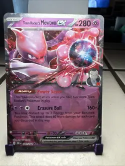 Pokemon TCG Destined Rivals Team Rockets Mewtwo EX Double Rare Card 081/182 NM - Image 1
