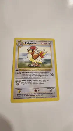 Pokemon TCG Pidgeotto 1st Edition Base Set Shadowless Non-Holo Card 22/102 LP/MP - Image 1