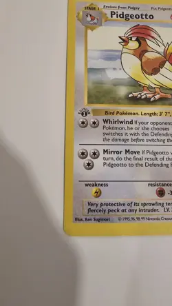 Pokemon TCG Pidgeotto 1st Edition Base Set Shadowless Non-Holo Card 22/102 LP/MP - Image 4