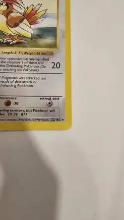 Pokemon TCG Pidgeotto 1st Edition Base Set Shadowless Non-Holo Card 22/102 LP/MP - Image 5