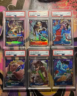 Bandai One Piece Card Game 2nd Anniversary Set Chinese lot 4 10’s and 2 9’s. - Image 1