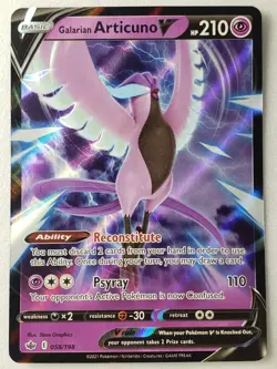 HOLO Galarian Articuno V 058/198 NM - Chilling Reign Pokemon Card - Image 1