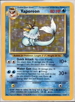 Vaporeon 12/64 Jungle Unlimited Holo Rare Pokemon Card LP But Beautiful - Image 2