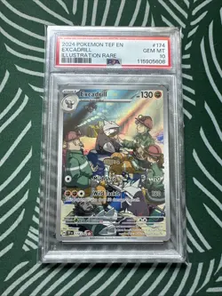 PSA 10 GEM MT 2024 Pokemon Excadrill Illustration Rare Temporal Forces 174/162 - Image 1