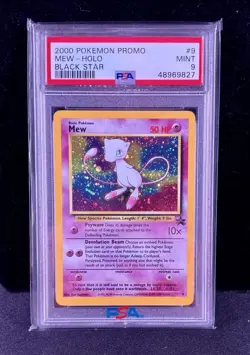 2000 Pokemon Black Star Mew Holo #9 Promo Pokemon League PSA 9 - Image 1