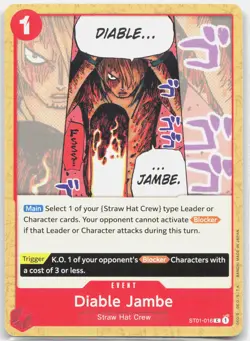 Pre-Errata Diable Jambe ST01-016 C Normal Starter Deck 1: Straw Hat One Piece NM - Image 1