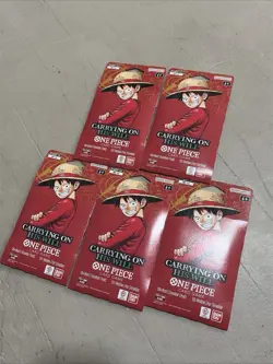 One Piece TCG OP-13 Carrying On His Will Sleeved Booster Pack Lot of 5 Sealed - Image 1