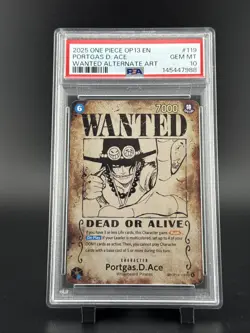 2025 One Piece OP 13 EN Portgas D Ace Wanted Alternative Art PSA 10 - Image 1