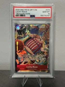 One Piece CCG Lucky Roux OP09-015 Treasure Rare Foil PSA 10 English 2025 - Image 1