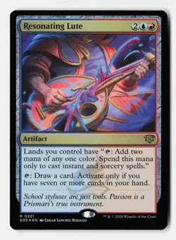 Resonating Lute 221 Rare Secrets of Strixhaven Magic: The Gathering Foil NM - Image 1