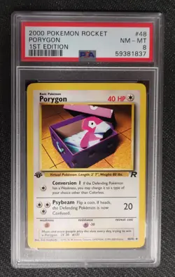 2000 POKEMON ROCKET PORYGON #48 1st EDITION PSA 8 - Image 1