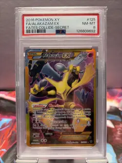 Pokemon Fates Collide Alakazam EX 125/124 Gold Rare Holo Secret Foil PSA 8 - Image 1