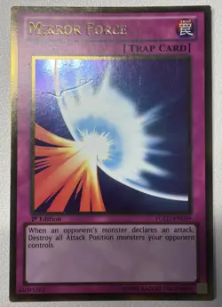 Mirror Force PGLD-EN059 Premium Gold 1st Edition Vintage YuGiOh Slight Dent MP - Image 1