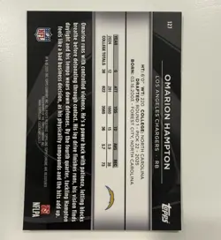 Topps Chrome Black 2025 Omarion Hampton Rookie Card Los Angeles Chargers #127 - Image 2