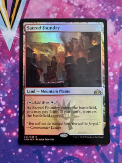 Sacred Foundry Foil GRN 254 MTG LP Rare Dual Land Guilds of Ravnica - Image 1
