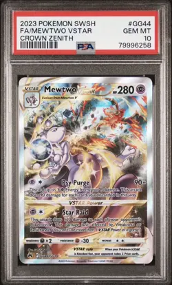 MEWTWO VSTAR GG44/GG70 SWORD SHIELD CROWN ZENITH POKEMON PSA 10 - Image 1