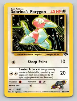 Sabrina's Porygon 98/132 Common Gym Challenge Pokemon Unlimited LP - Image 1