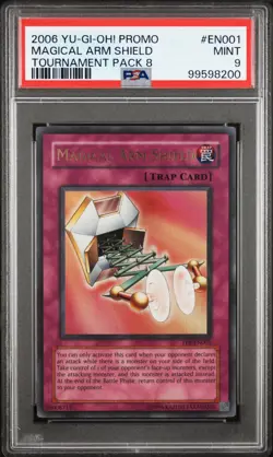 PSA 9 MINT Magical Arm Shield TP8-EN001 Ultra Rare Promo *8200 Yugioh - Image 1