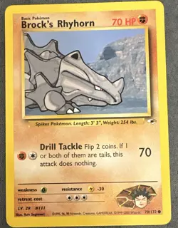 Brock's Rhyhorn Pokemon TCG 070/132 Gym Heroes Regular Common Eng NM - Image 1
