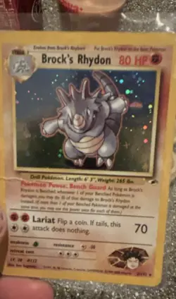 Pokemon TCG Gym Heroes Brock's Rhydon 2/132 Holo Rare 80 HP English 2000 - Image 1
