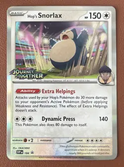 Hop’s Snorlax 184 Promo - Journey Together Stamped Prerelease Pokemon - NM - Image 1