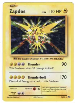 2016 Pokemon: Zapdos Holo rare 42/108 XY: evolutions NM - Image 1