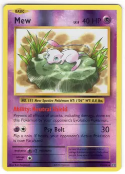 2016 Pokemon: Mew reverse holo 53/108 XY: evolutions LP - Image 1