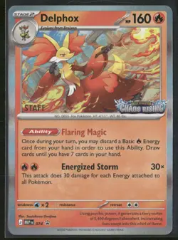 Delphox MEP 074 STAFF - Pokemon TCG Chaos Rising Pre Release Black Star Promo NM - Image 1