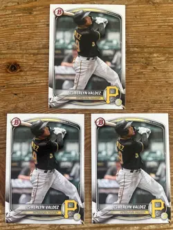 Esmerlyn Valdez Rookie Card Lot of 3 Bowman Draft Prospects Pittsburgh Pirates - Image 1