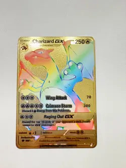 Charizard GX Rainbow Rare Gold Metal Card - Pokemon Fan Collectible Gift - Image 1