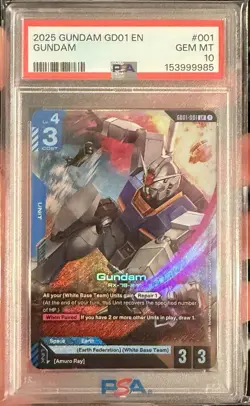 Bandai Gundam 2025 Gundam Card Game GD01 Gundam #001 LR Foil EN PSA 10 - Image 1