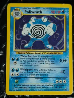 Pokemon Poliwrath 13/102 Base Set Holo Rare Card 1999 English - Image 1