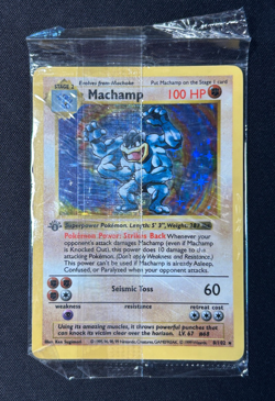 SEALED Shadowless 1st Edition Machamp Base Set Holo Rare 8/102 Pokemon Card - Image 1