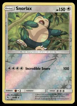 Pokemon Cards Snorlax 50/68 Reverse Holo Hidden Fates Rare LP - Image 1