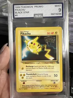 Vintage 1999 Pokemon Game PIKACHU Black Star Movie Promo #4 Graded AGS 9 MINT - Image 1