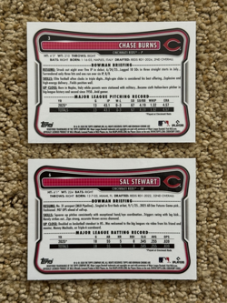 2026 Bowman REDS Chrome Mojo Refractor Lot (2) Sal Stewart RC & Chase Burns RC - Image 2