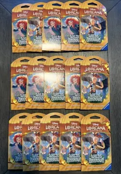 Disney Lorcana TCG Wilds Unknown Sleeved Booster Pack Lot of 15 (Art May Vary) - Image 1