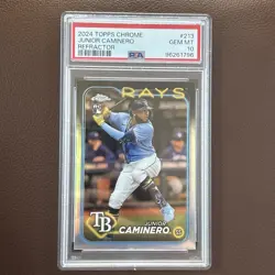 🦌Junior Caminero "Topps Chrome REFRACTOR -RC" PSA 10 GEM MINT - Image 1