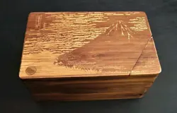 Ultra Pro Wooden 100 Card Deck Box Very Rare Hokusai Red Fuji Edition - Image 1