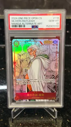 2024 One Piece OP08 China Manga Alternate Art #118 Silvers Rayleigh PSA 10 - Image 1