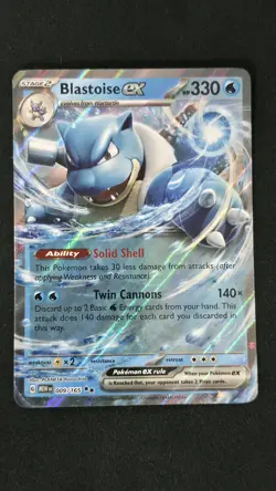 Blastoise ex 009/165 Scarlet & Violet 151 Double Rare Holo Pokemon TCG Card NM - Image 1