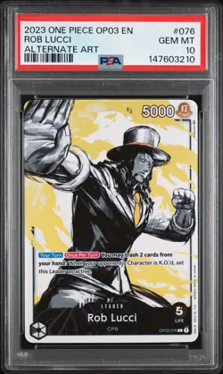 2023 ONE PIECE OP03-PILLARS OF STRENGTH ALTERNATE ART #076 ROB LUCCI PSA 10 - Image 1
