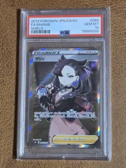 2019 Pokemon Card Marnie PSA 10 GEM MT #068 Sword & Shield - Image 1