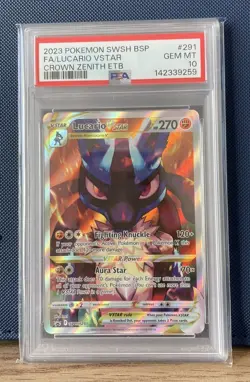 Pokemon TCG - Sword & Shield Crown Zenith Promo - Lucario VSTAR SWSH291 PSA 10 - Image 1