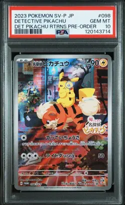 Detective Pikachu Promo Card PSA 10 2023 Pokemon SV-P JP #098 - Image 2