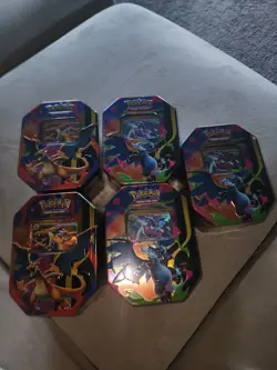 Pokemon TCG - Mega Charizard X and Y ex Tin (Set of 5 Tins) - Brand New Sealed - Image 1